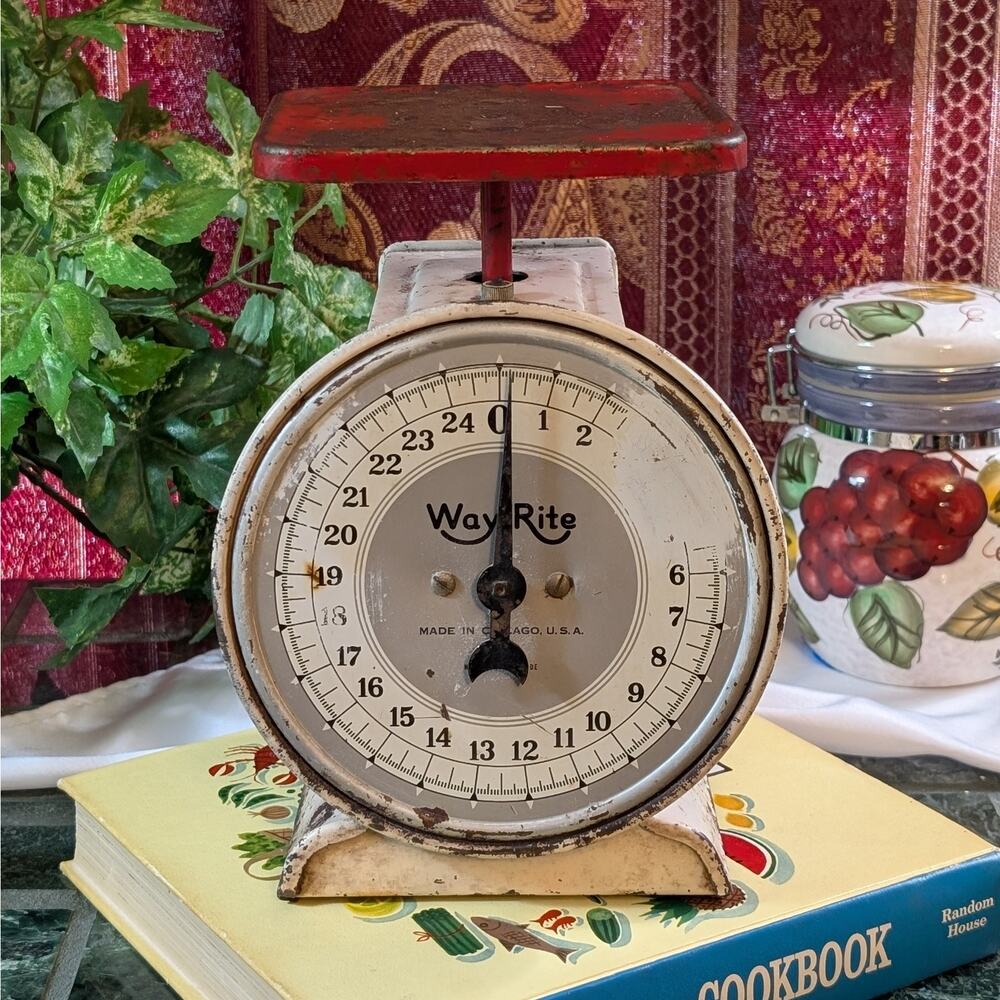 Vintage Way Rite Scale Rustic Farmhouse Kitchen Counter Scale Heavy Patina Gift